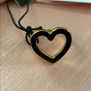 NWT black and gold open heart ring sz 9